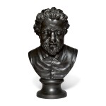 A WEDGWOOD AND BENTLEY LARGE BLACK BASALT BUST OFTHE POET AND PLAYWRIGHT BEN JOHNSON LATE 18TH CENTURY  