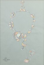 Lorenz Bäumer | Preparatory drawing for necklace and ear clips | Dessin préparatoire pour collier et clips d'oreille
