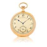 YELLOW GOLD OPEN-FACED WATCH WITH CHAMPAGNE GUILLOCHE DIAL MADE IN 1911
