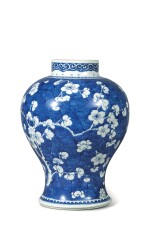 A blue and white 'prunus and cracked ice' baluster jar, Qing dynasty, Kangxi period