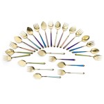 A set of 24 silver-gilt and enamel dessert forks and spoons, David Andersen, Oslo, circa 1900
