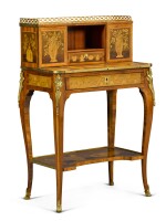A Transitional tulipwood, kingwood and various woods marquetry bonheur-du-jour, circa 1775