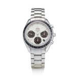 OMEGA | SPEEDMASTER PANDA 1957, REFERENCE 323.30.40.40.02.001  A LIMITED EDITION STAINLESS STEEL CHRONOGRAPH WRISTWATCH WITH DATE AND BRACELET, MADE FOR THE JAPANESE MARKET, CIRCA 2015