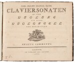 C. P. E. Bach. Claviersonaten mit einer Violine und einem Violoncell...Zweite Sammlung, 1st ed. [cembalo part], 1777