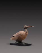 An Egyptian Composite Wood and Bronze Figure of an Ibis, Late Period, 716-30 B.C., in whole or in part