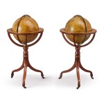 A PAIR OF REGENCY FIFTEEN-INCH CELESTIAL AND TERRESTRIAL GLOBES BY CARY ON TURNED MAHOGANY TRIPOD STANDS, DATED 1818-1820 