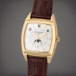Reference 5135J-001 Gondolo Calendario | A yellow gold rectangular automatic annual calendar wristwatch with moon phases and 24 hours indication, Circa 2008