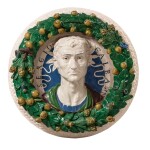 A Florentine glazed terracotta medallion of the Roman Emperor Galba, Attributed to Girolamo della Robbia (1488-1566), Early 16th century and later