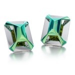 Pair of white gold, green titanium, diamond and peridot earrings, 'Mirror'  