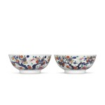 A pair of famille-rose lobed punch bowls, Qing dynasty, 18th century