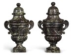 A PAIR OF LOUIS XIV VERT DE MER MARBLE VASES WITH COVERS, LATE 17TH/EARLY 18TH CENTURY