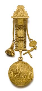 JONATHAN HONEL | YELLOW GOLD PAIR, REPOUSSE CASED WATCH WITH CHATELAINE CIRCA 1776