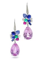 MICHELE DELLA VALLE | PAIR OF GEM SET AND DIAMOND PENDENT EARRINGS