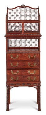 A George III Mahogany Secretaire Cabinet on Stand Attributed to William Vile, Circa 1760