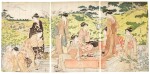 KATSUKAWA SHUNCHO (ACTIVE 1780-1795) PICNIC IN AUTUMN AT THE HAGIDERA (BUSH-CLOVER TEMPLE), EDO PERIOD (18TH CENTURY)