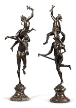 pair of allegorical groups: Carrying off Fame and Folly Supporting Spring
