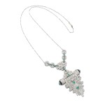 Emerald, onyx and diamond necklace