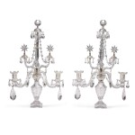A pair of George III cut-glass two branch candelabra, late 18th century