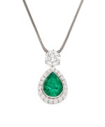 Emerald and Diamond Pendent Necklace | 祖母綠 配 鑽石 項鏈