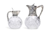 TWO SILVER-MOUNTED CUT-GLASS DECANTERS, MOSCOW AND ST PETERSBURG, 1899-1917