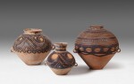 A group of three painted pottery globular jars Neolithic period, Yangshao culture | 新石器時代 仰韶文化彩陶雙耳罐一組三件