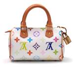 White Multicolour Monogram Speedy HL Mini in Coated Canvas and Vachetta Leather with Brass Hardware, 2007