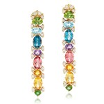 Marina B | Pair of gem set and diamond earclips