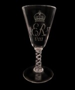 A diamond-point-engraved colour-twist commemorative goblet made for the coronation of Edward VIII, 1937