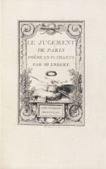 Le Jugement de Pâris, 1772. In-8, maroquin rouge (Allo). Édition originale. Exemplaire sur Hollande