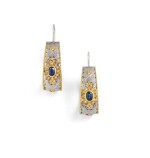 Pair of sapphire and diamond earrings [Paire de boucles d'oreille saphirs et diamants]