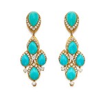 Pair of Turquoise and Diamond Pendant-Earclips