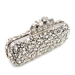 King & Queen Knuckle Clutch bag in Silver tone hardware with Swarovski Crystal Embellished body. Alexander McQueen. 2018.