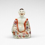 A Meissen enamelled figure of a seated pagod, the porcelain Circa 1720, the decoration Circa 1730
