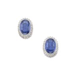Pair of Sapphire and Diamond Earclips | 一對藍寶石及鑽石耳夾