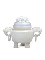 A white jadeite 'lotus' censer and cover, Late Qing dynasty / 20th century
