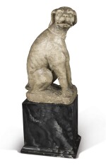 A COMPOSITE FIGURE OF A SEATED DOG, LATE 19TH CENTURY