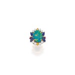 Oscar Heyman & Brothers | Black Opal, Diamond, Ruby and Sapphire Ring [黑色蛋白石配鑽石、紅寶石及藍寶石戒指]