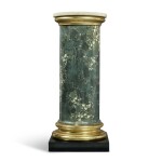 A Parcel-Gilt White and Green Marble Column, in Continental Style