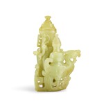 A yellow jade 'phoenix and chilong' double vase and covers Qing dynasty, Qianlong period | 清乾隆 黃玉仿古祥鳳螭龍雙聯瓶
