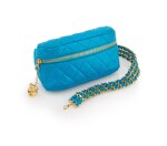 CHANEL | TURQUOISE LEATHER AND GOLD-TONE METAL WAIST BAG