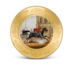 JUNKER OF THE LIFE-GUARDS CAUCASUS MOUNTAIN SQUADRON: A PORCELAIN MILITARY PLATE, IMPERIAL PORCELAIN FACTORY, ST PETERSBURG, PERIOD OF NICHOLAS I (1825-1855), 1833