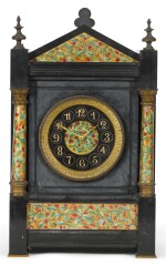 A BLACK MARBLE MANTEL CLOCK WITH RARE KEYLESS WINDING, FRENCH, CIRCA 1880