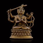 A copper and silver-inlaid copper alloy figure of Manjuvajra  Eastern India, Pala, 12th century| 十二世紀 東印度帕拉銅錯銀文殊金剛像