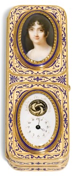 A GOLD AND ENAMEL PORTRAIT BOX WITH TIMEPIECE, JACQUES-ALEXANDRE GUILLEMOT, PARIS, 1798-1809