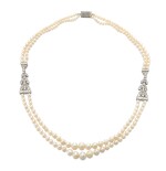 Natural pearl and diamond necklace (Collana in perle naturali e diamanti)