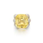 Yellow sapphire and diamond ring