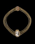 French, circa 1810 | Necklace with Cameos representing Artemis and a Gryllus