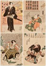 Utagawa Kunisada (1786-1864) | Four woodblock prints of actors | Edo period, 19th century 