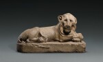 AN EGYPTIAN LIMESTONE FIGURE OF A LION, 30TH DYNASTY, 380-342 B.C.