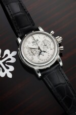 REFERENCE 5004P A FINE PLATINUM PERPETUAL CALENDAR SPLIT-SECONDS CHRONOGRAPH WRISTWATCH WITH MOON PHASES, 24 HOURS, AND LEAP YEAR INDICATION, CIRCA 2015